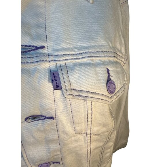 Levis x Deepika Padukone Colab White Denim Jacket with Purple Accents NWT - Picture 2 of 10